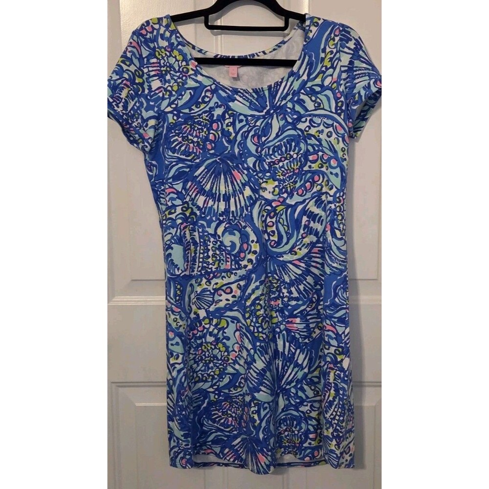 Lilly Pulitzer Womens Dress Tammy Blue Multicolor Short Sleeve Stretch Size S